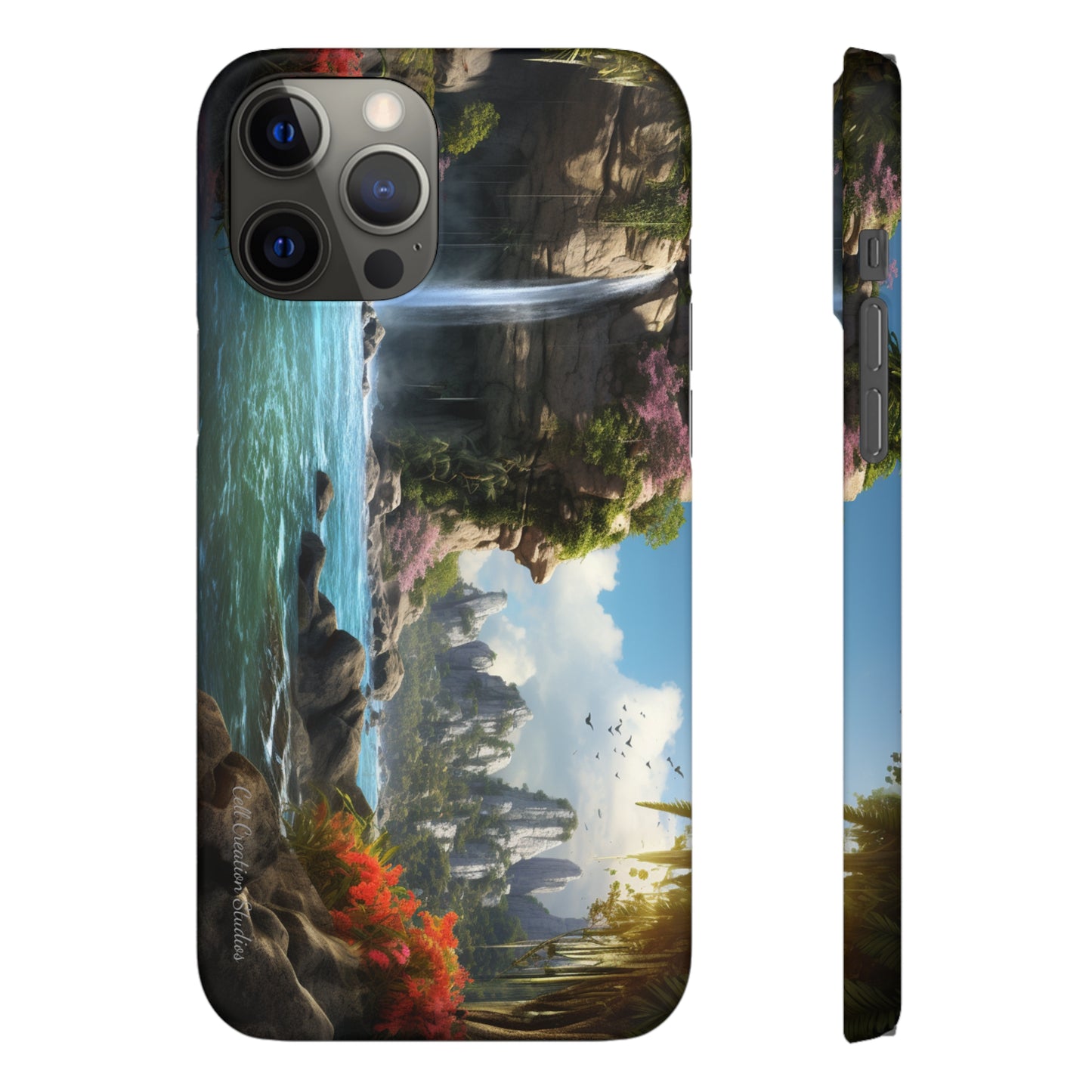 Introducing the "Nature's Cascade" Cell Phone Case – Capture Majestic Beauty with Rock Cliffs and Waterfall! -Snap Cases