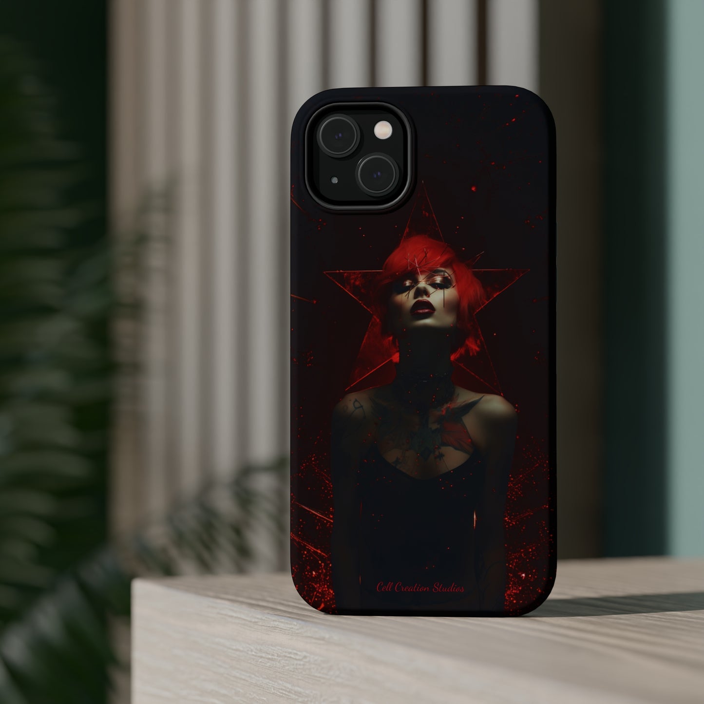 Introducing the "Inked Flame" Cell Phone Case – Embrace Fiery Elegance with a Tattooed Red-Headed Beauty -MagSafe Tough Cases