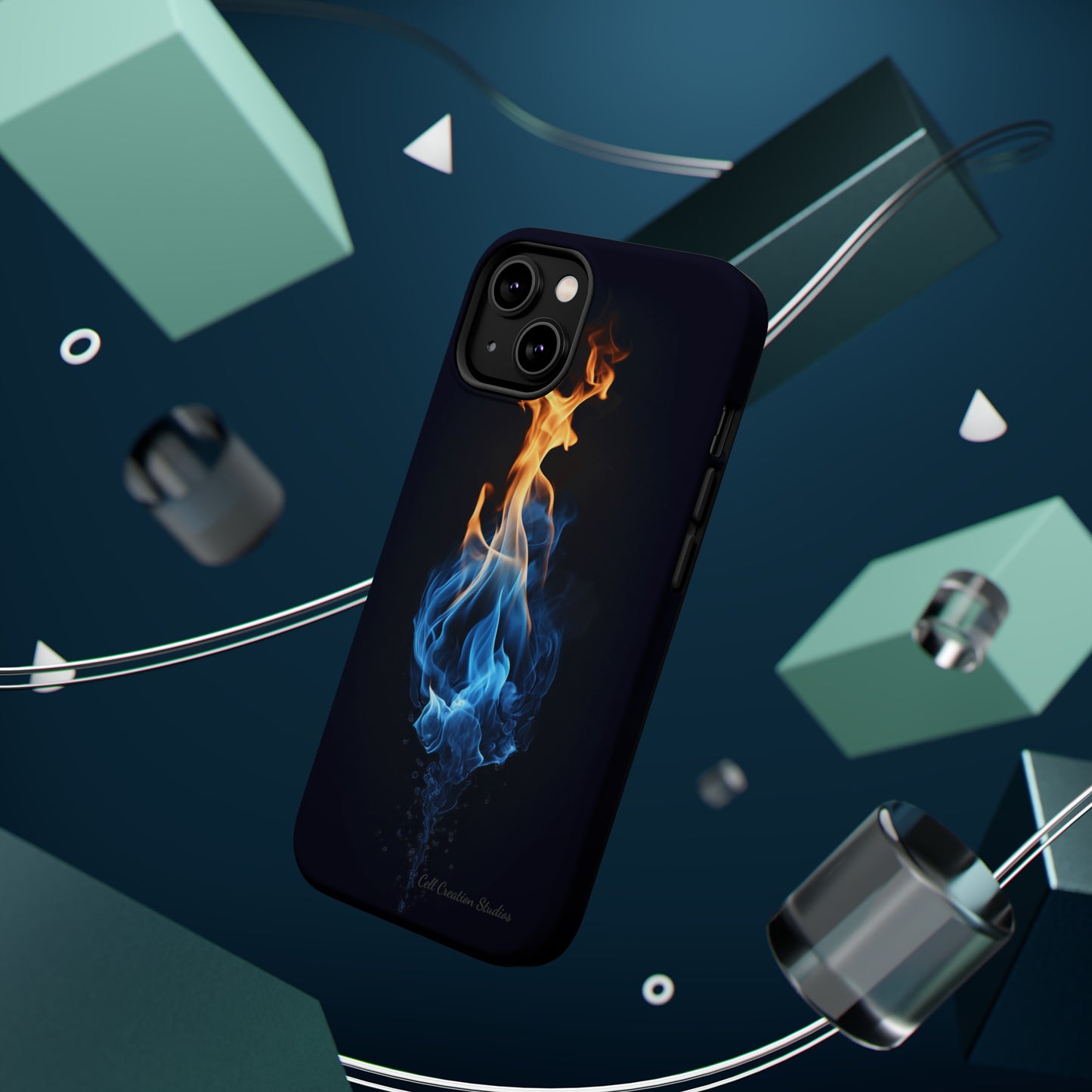 "Elegant Blue and Orange Flame" Phone Case: Ignite Your Style -MagSafe Tough Cases