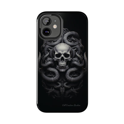 Introducing the "Monochrome Skull and Snakes" Cell Phone Case – A Bold Statement -Tough Phone Cases