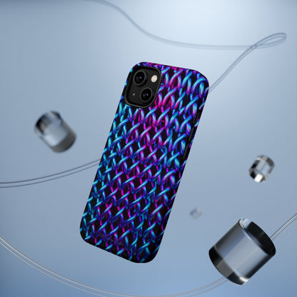 Introducing the "Neon Chainlink Glow" Cell Phone Case – Illuminate Your Style with Vibrant Chain Pattern Design -MagSafe Tough Cases