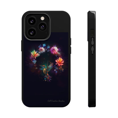 Introducing the "Floral Harmony Hummingbird" Cell Phone Case – Where Elegance Meets Nature -MagSafe Tough Cases