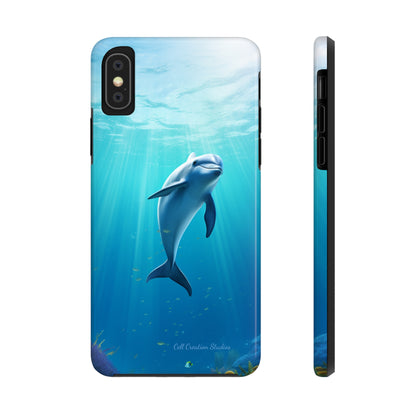 Introducing the "Dolphin Serenity" Cell Phone Case – Dive into Tranquility with a Graceful Dolphin -Tough Phone Cases