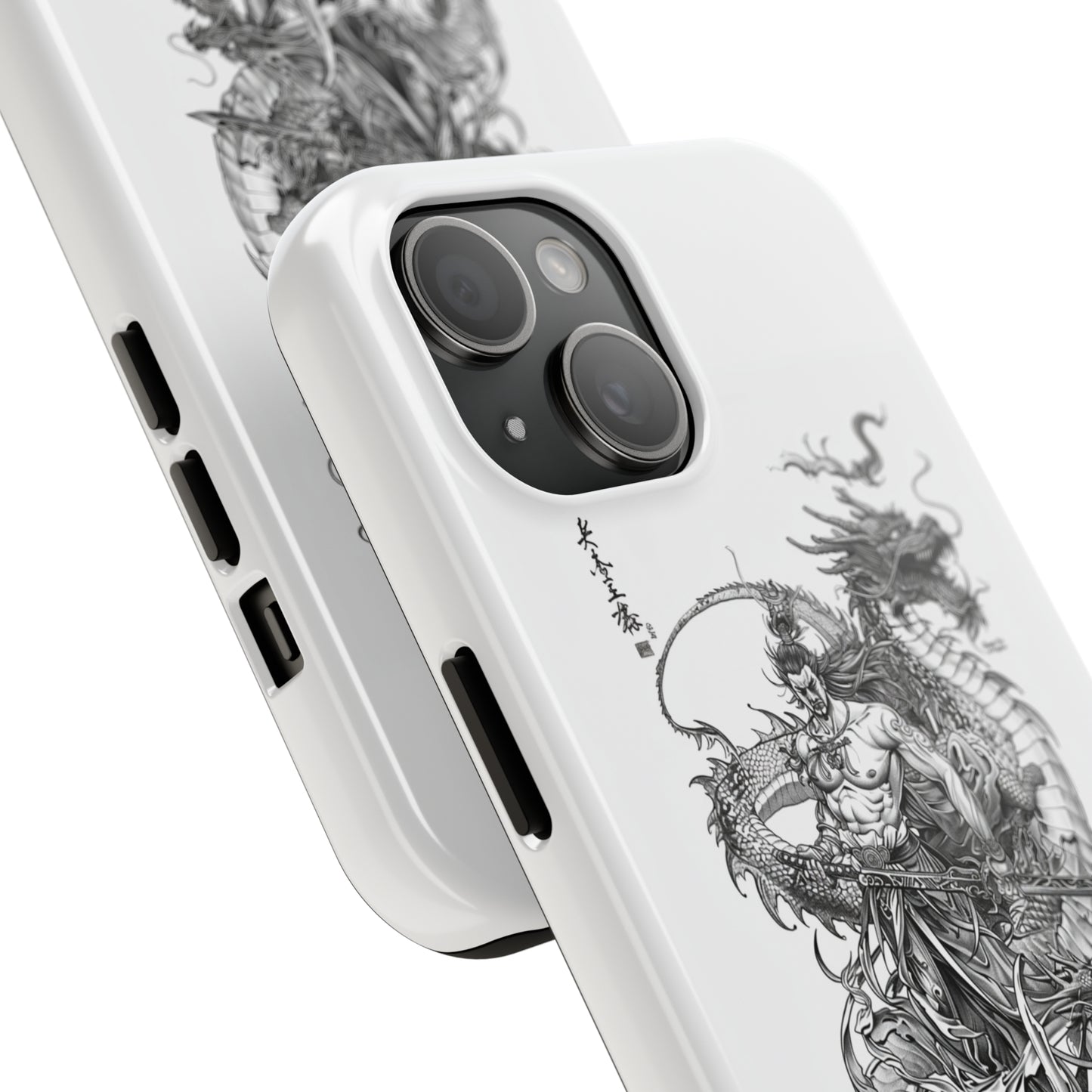 "Samurai and Dragon Sketch" -Tough iPhone Cases