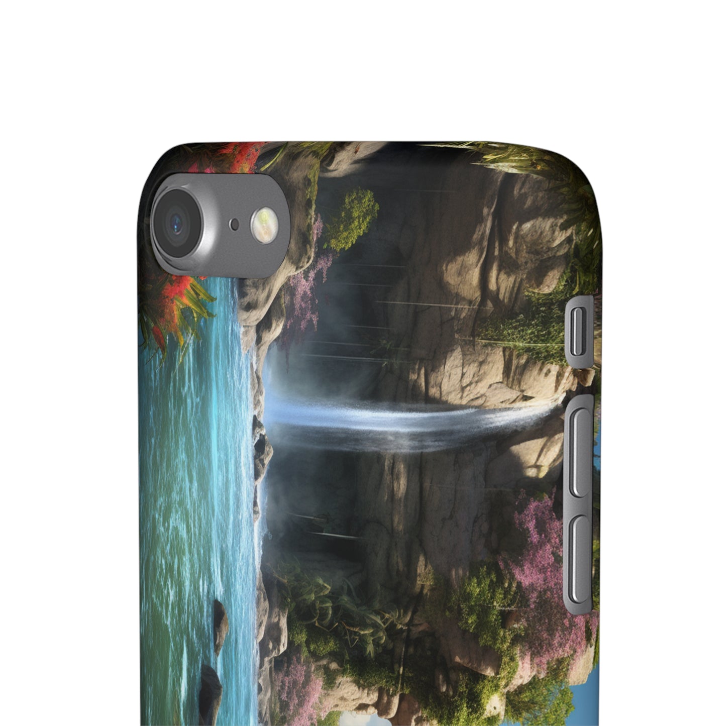 Introducing the "Nature's Cascade" Cell Phone Case – Capture Majestic Beauty with Rock Cliffs and Waterfall! -Snap Cases