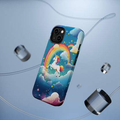 Introducing the "Rainbow Soar" Cell Phone Case – Embark on a Whimsical Journey with a Flying Unicorn -MagSafe Tough Cases