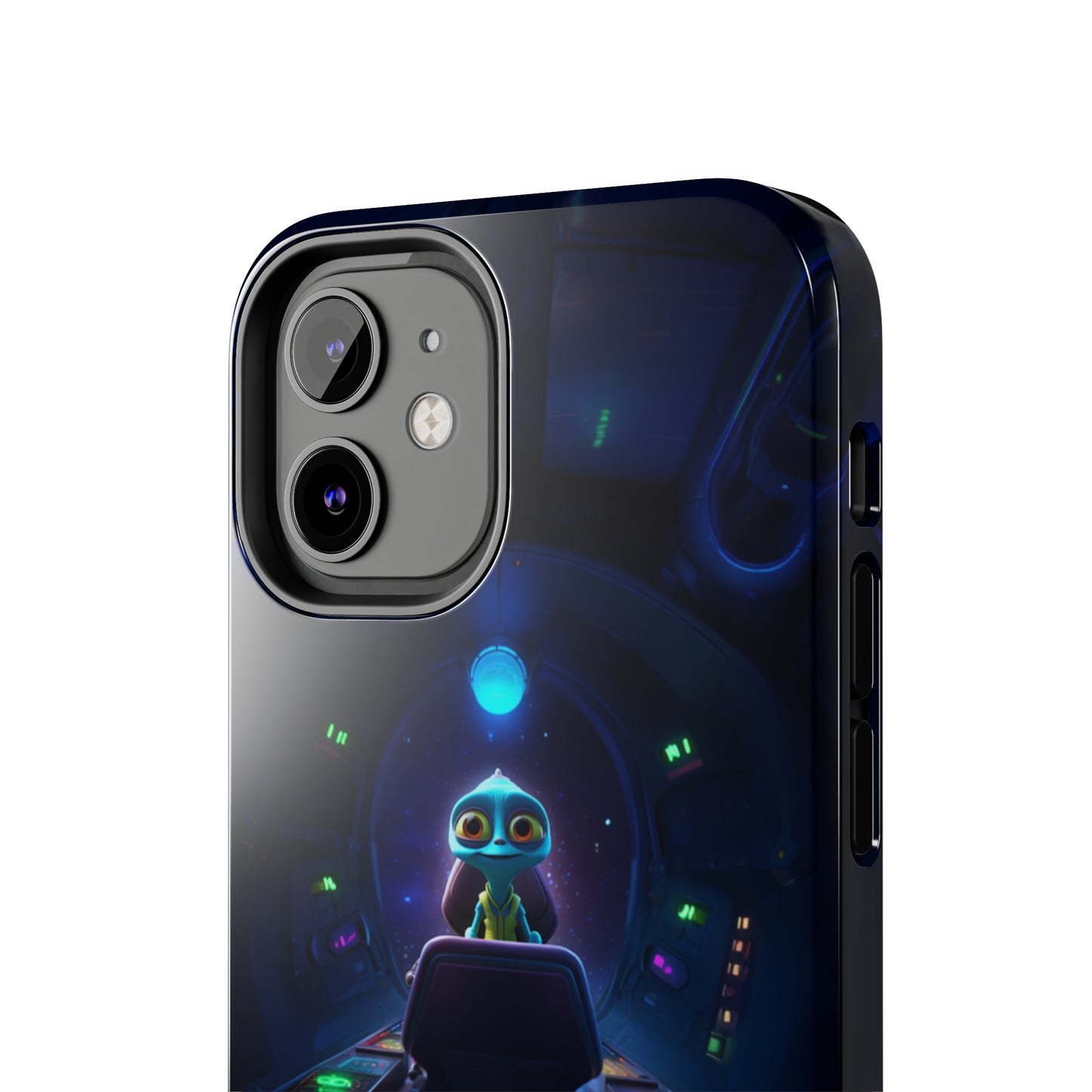 The "Galactic Buddy" Blue Alien Spaceship Phone Case -Tough Phone Cases