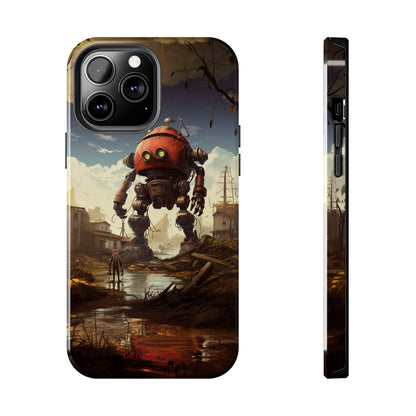 Introducing the "Urban Encounter" Cell Phone Case – Witness the Epic Convergence of Man and Giant Robot -Tough Phone Cases