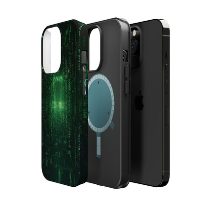 Introducing our "Digital Code Stream" Cell Phone Case – where style meets technology for your device's protection -MagSafe Tough Cases