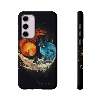 "Harmony in Contrast: Orange and Blue Yin and Yang" Phone Case -Tough Cases