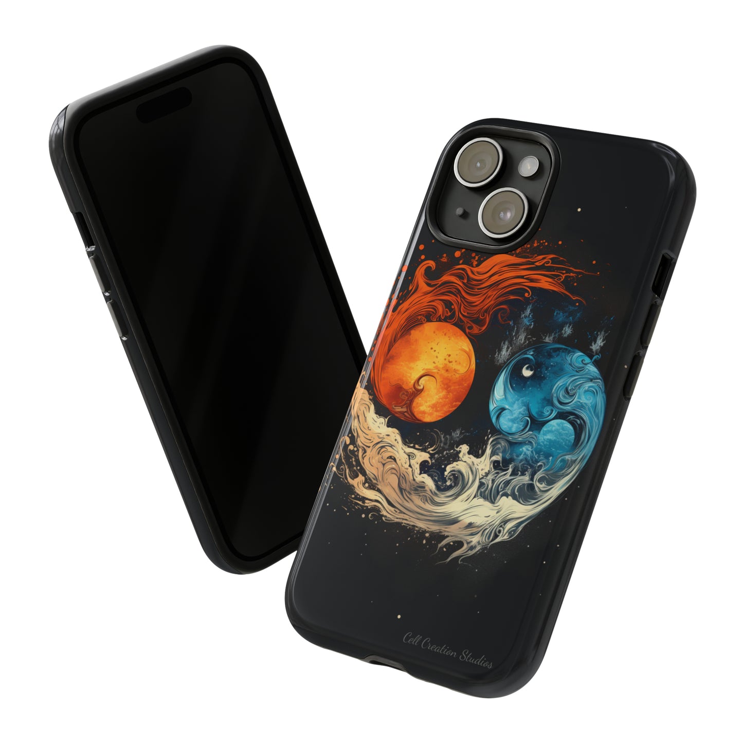 "Harmony in Contrast: Orange and Blue Yin and Yang" Phone Case -Tough Cases