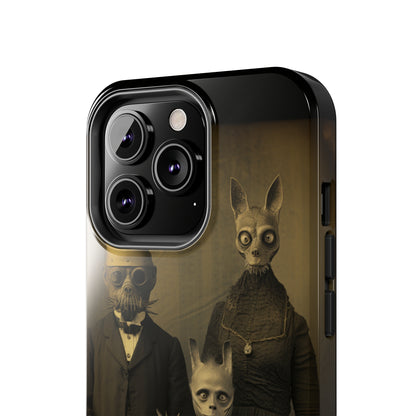 Introducing the "Vintage Odd Creatures" Cell Phone Case – Step into the Eerie Charm of a Haunting Family Portrait -Tough Phone Cases