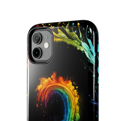 "Vibrant Swirls Painted on Black" Cell Phone Case -Tough Phone Cases