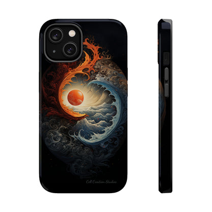 "Dual Elements Clash: Fire and Water Abstract" Phone Case -MagSafe Tough Cases