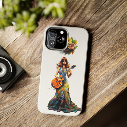 Introducing the "Hippie Chick Groove" Cell Phone Case – Retro Vibes and Musical Delight -Tough Phone Cases