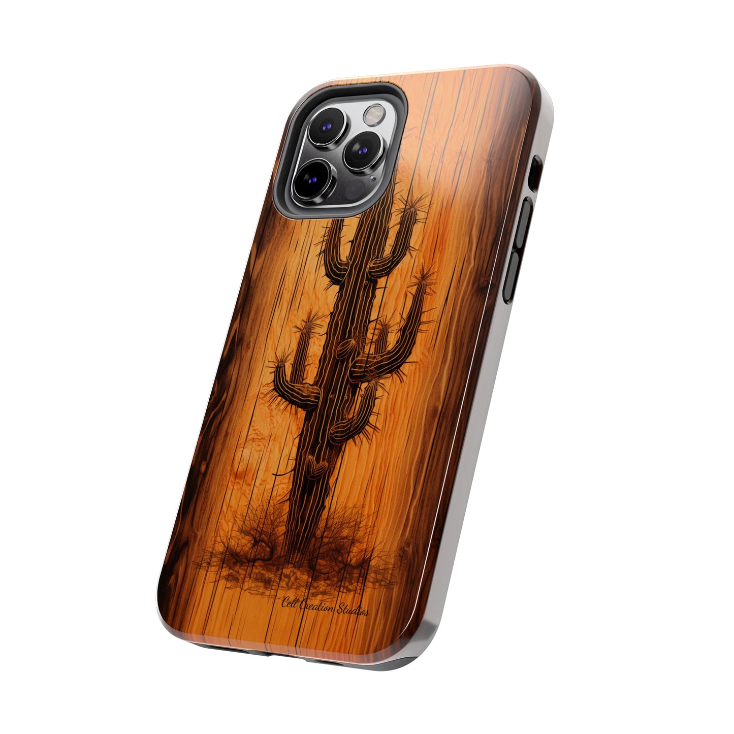 "Cactus Burnt Wood" Phone Case -Tough Phone Cases