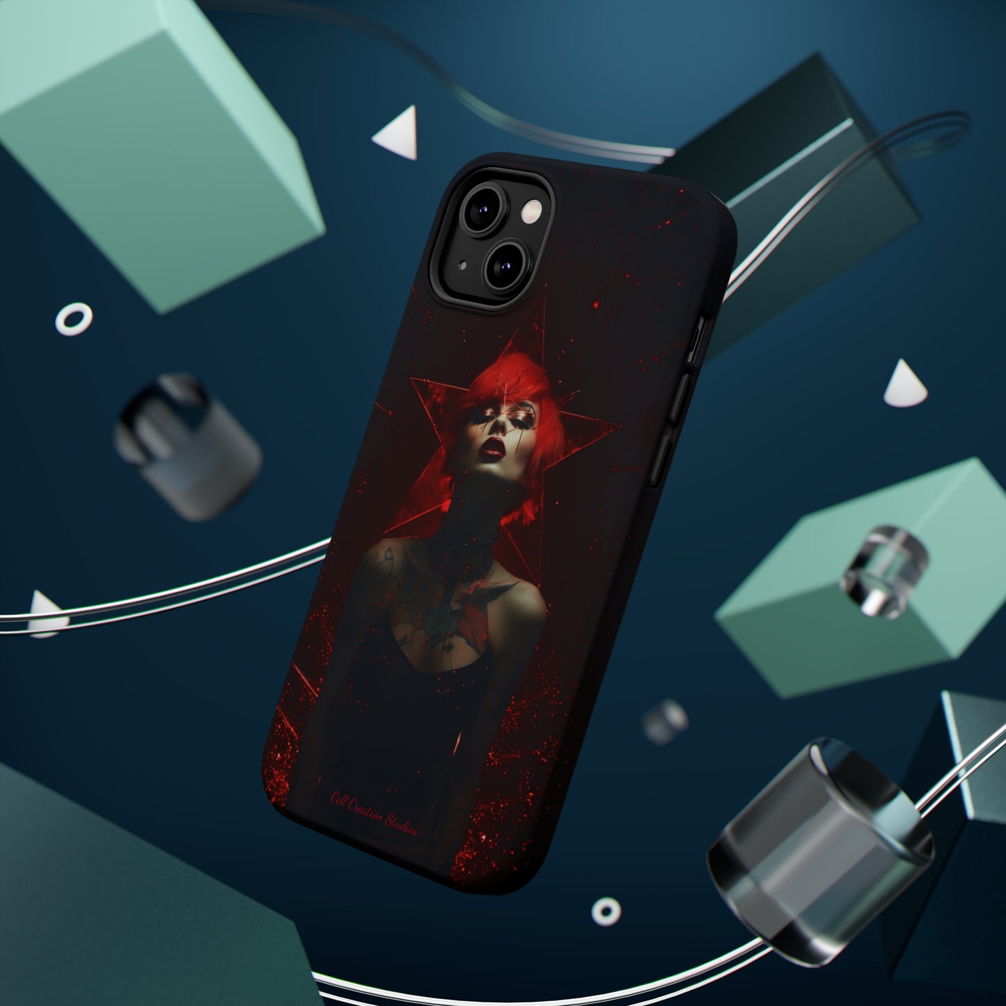 Introducing the "Inked Flame" Cell Phone Case – Embrace Fiery Elegance with a Tattooed Red-Headed Beauty -MagSafe Tough Cases