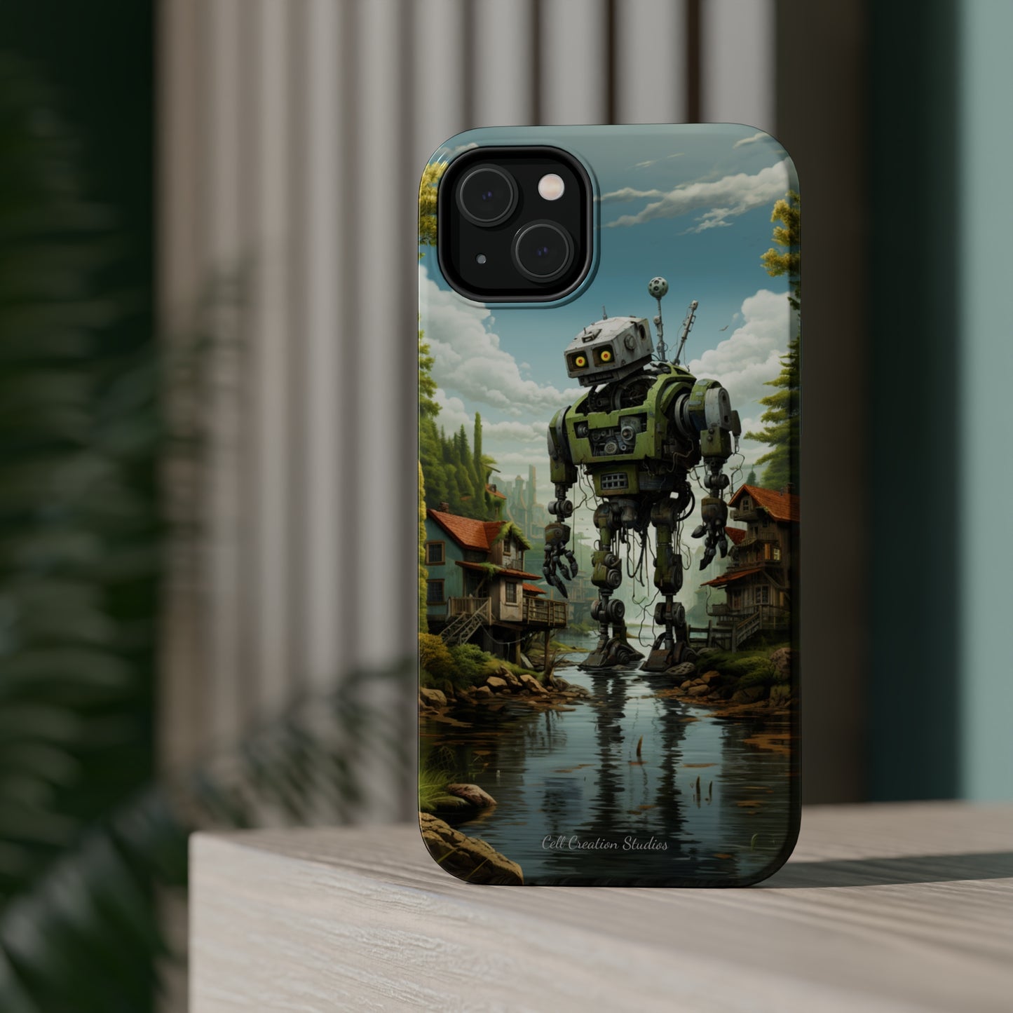 Introducing the "Robo-Rescue" Cell Phone Case – Witness a Heartwarming Scene of Robot Seeking Assistance -MagSafe Tough Cases