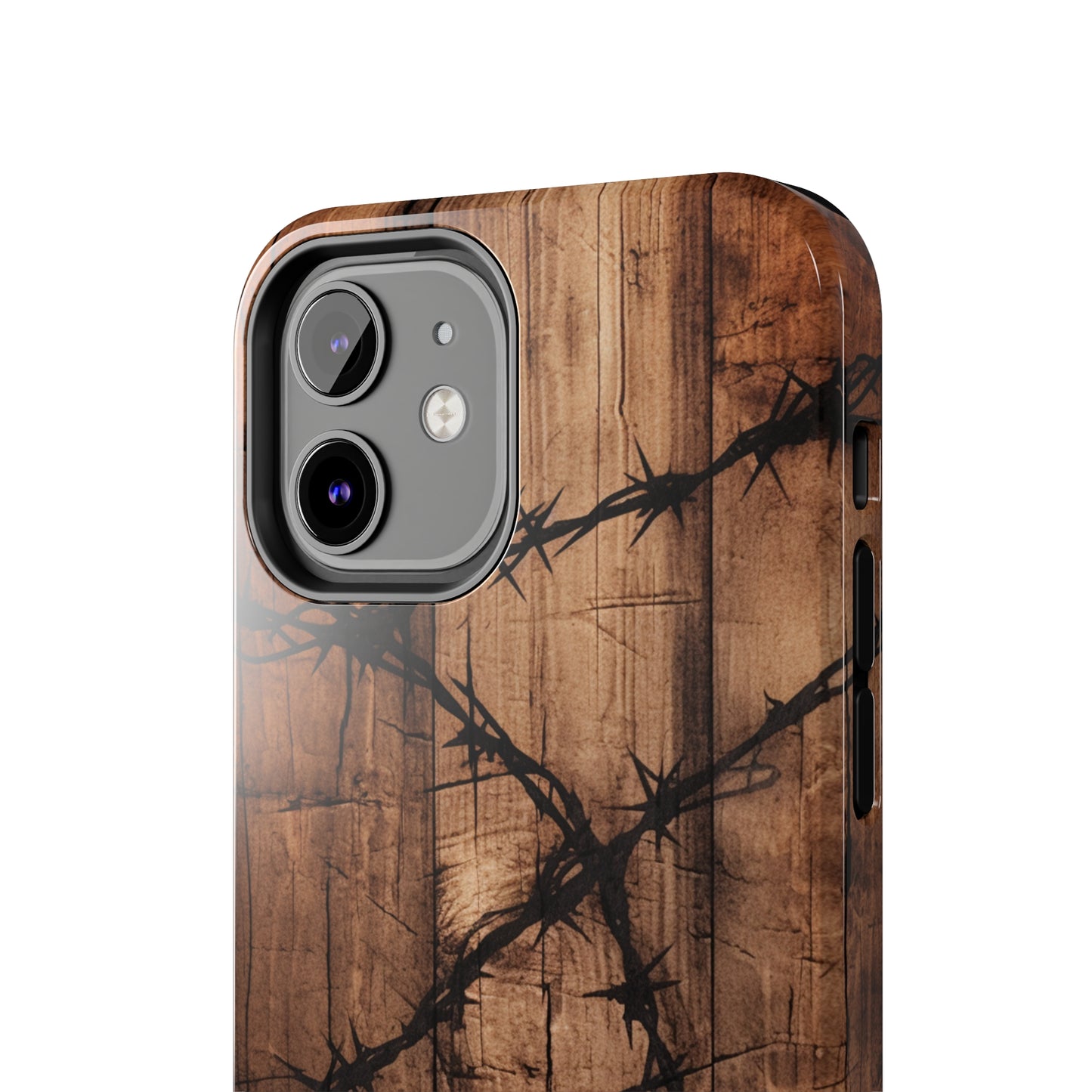 "Elegant Barb Wire on Wood" Embrace Rustic Style -Tough Phone Cases