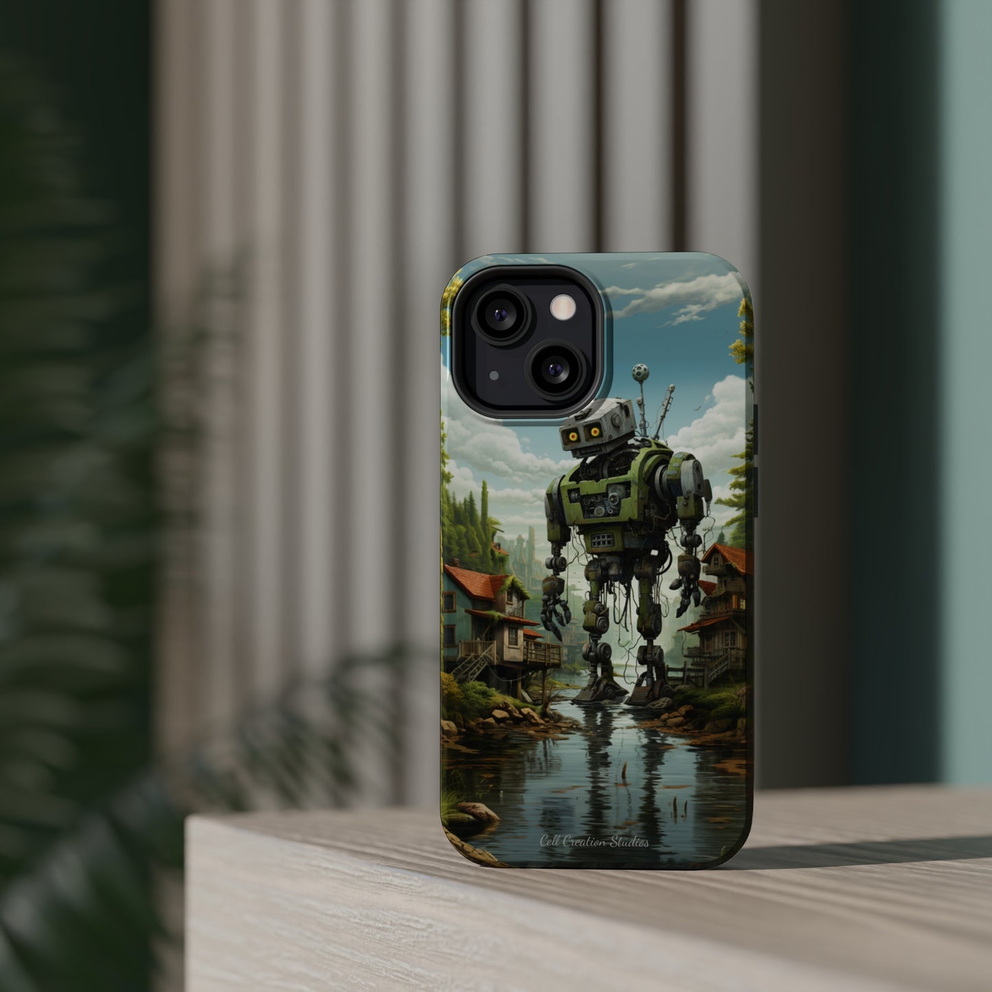 Introducing the "Robo-Rescue" Cell Phone Case – Witness a Heartwarming Scene of Robot Seeking Assistance -MagSafe Tough Cases