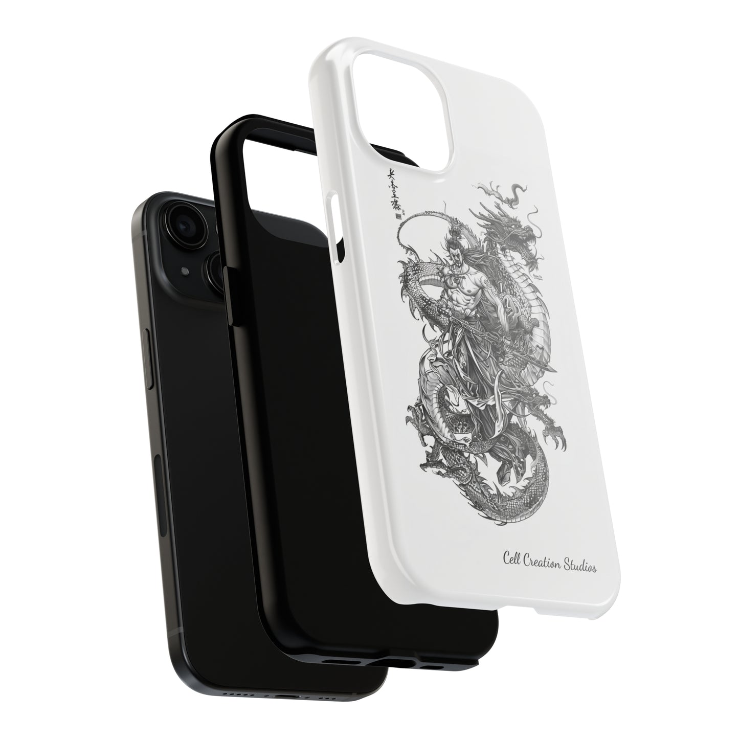 "Samurai and Dragon Sketch" -Tough iPhone Cases