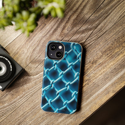 Introducing the "Elegant Chainlink" Cell Phone Case – Embrace Contemporary Style with Blue Chain Link Design -Tough Phone Cases