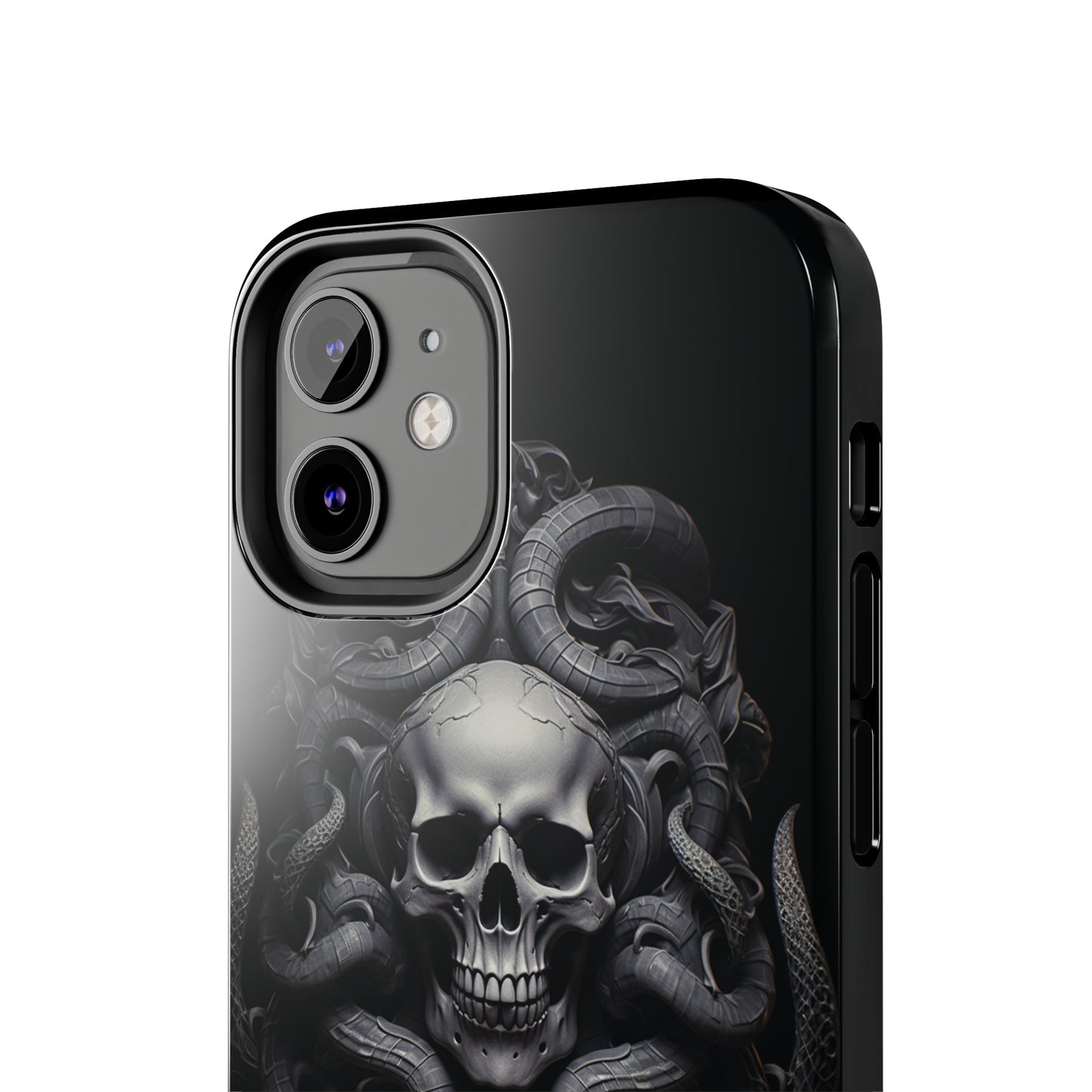 Introducing the "Monochrome Skull and Snakes" Cell Phone Case – A Bold Statement -Tough Phone Cases