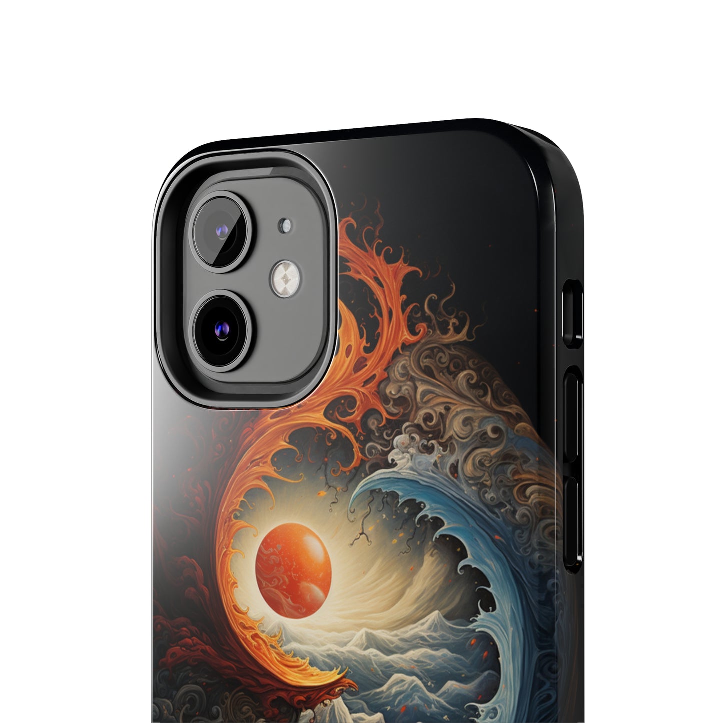 "Dual Elements Clash: Fire and Water Abstract" Phone Case -Tough Phone Cases