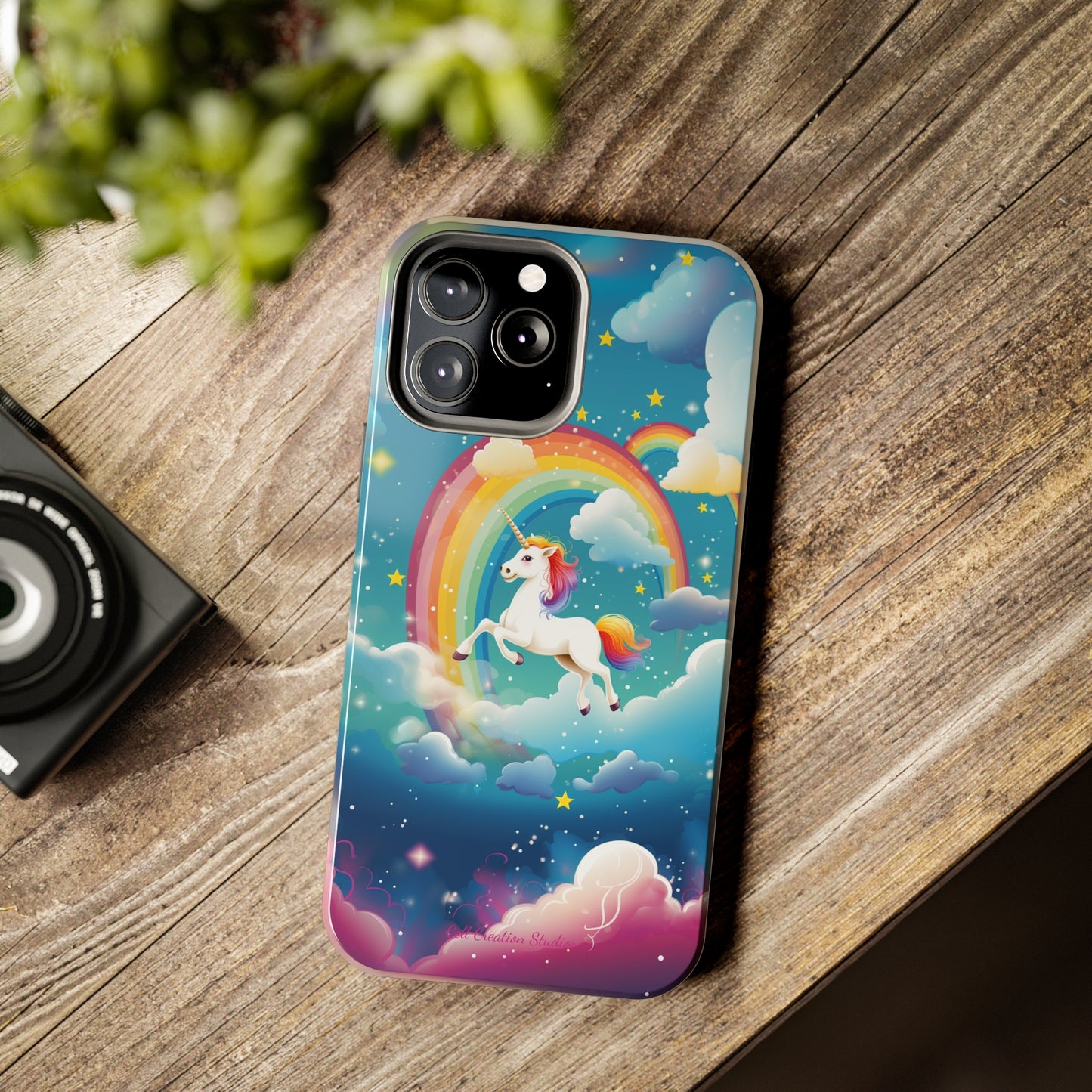 Introducing the "Rainbow Soar" Cell Phone Case – Embark on a Whimsical Journey with a Flying Unicorn -Tough Phone Cases