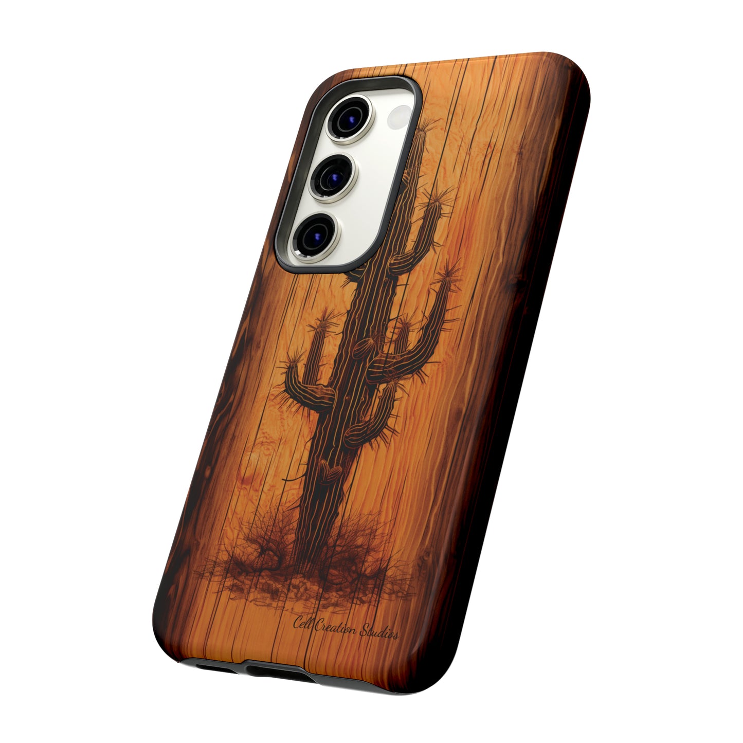 "Cactus Burnt Wood Phone Case" -Tough Cases