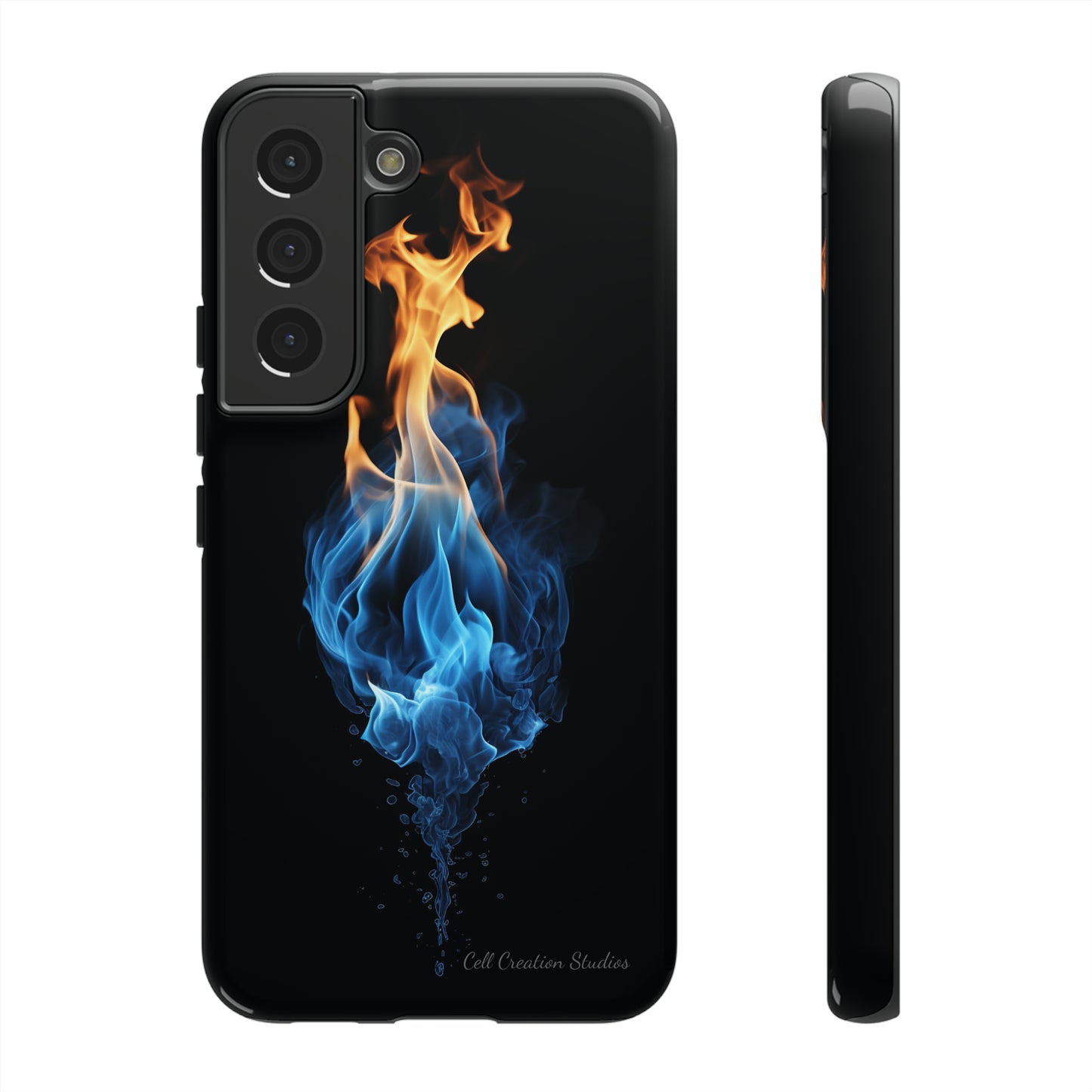 "Elegant Blue and Orange Flame" Phone Case: Ignite Your Style -Tough Cases