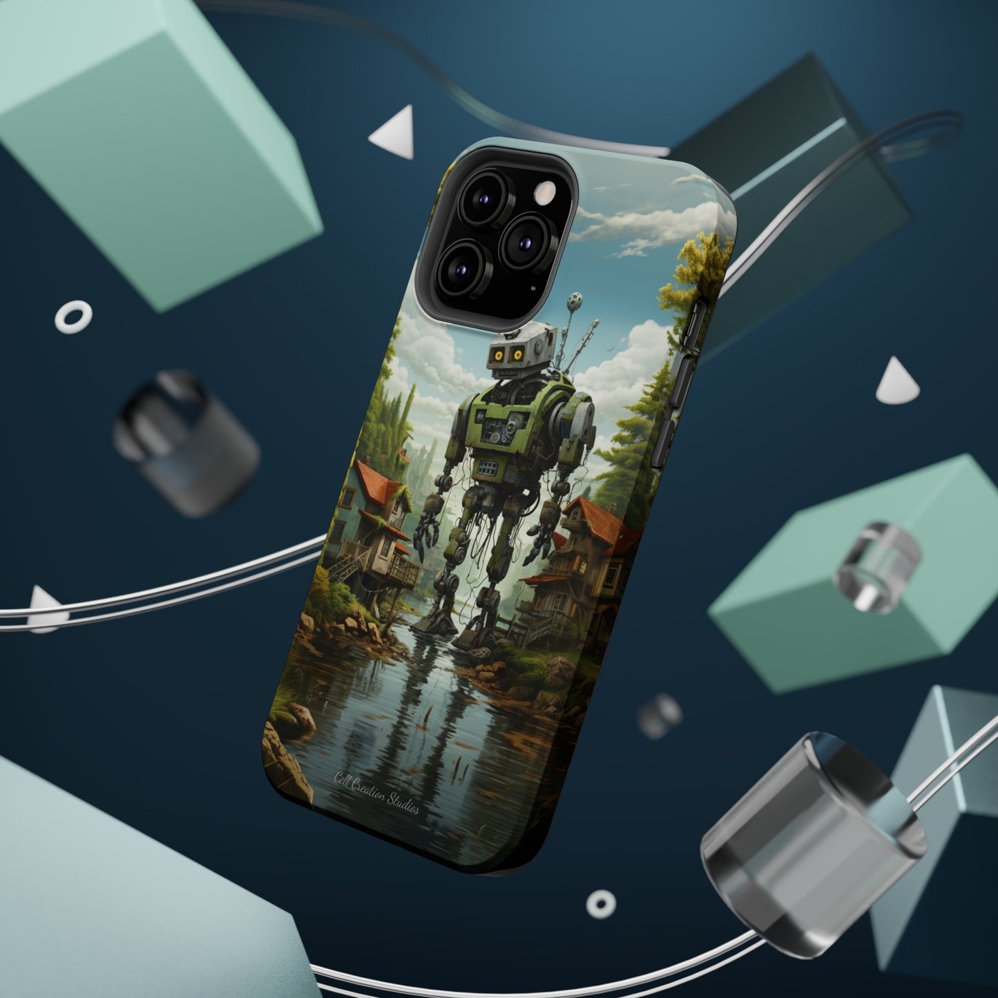 Introducing the "Robo-Rescue" Cell Phone Case – Witness a Heartwarming Scene of Robot Seeking Assistance -MagSafe Tough Cases