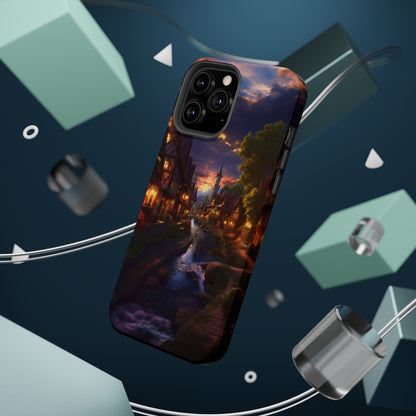 Introducing the "Riverside Serenity" Cell Phone Case – Embrace Peace with a Tranquil Town and Flowing River -MagSafe Tough Cases