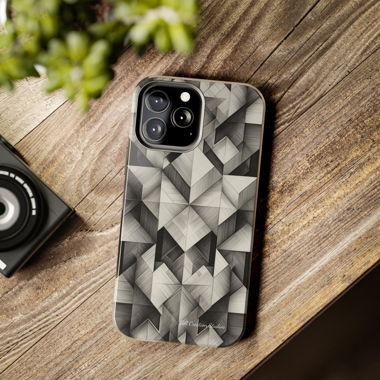 The "Black and White Geometric Pattern" Cell Phone Case- Elevate Your Phone's Style-Tough Phone Cases