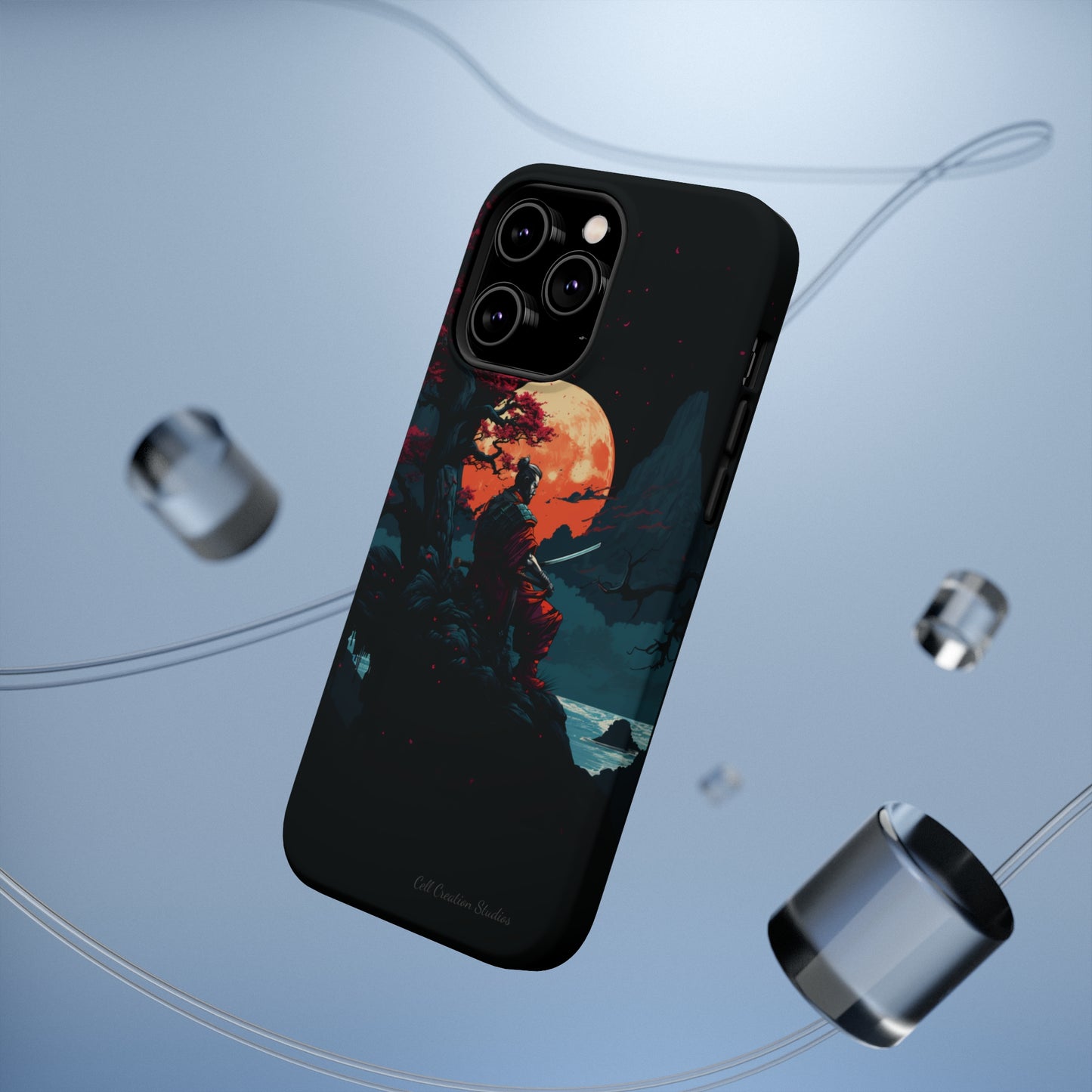 Introducing the "Moonlit Samurai Serenity" Cell Phone Case – Embrace Elegance and Strength -MagSafe Tough Cases