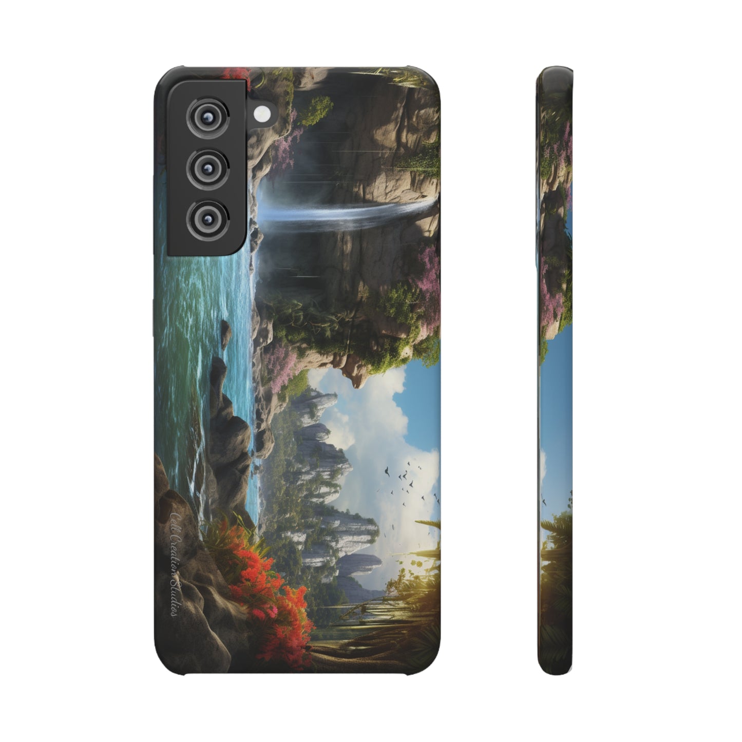 Introducing the "Nature's Cascade" Cell Phone Case – Capture Majestic Beauty with Rock Cliffs and Waterfall! -Snap Cases