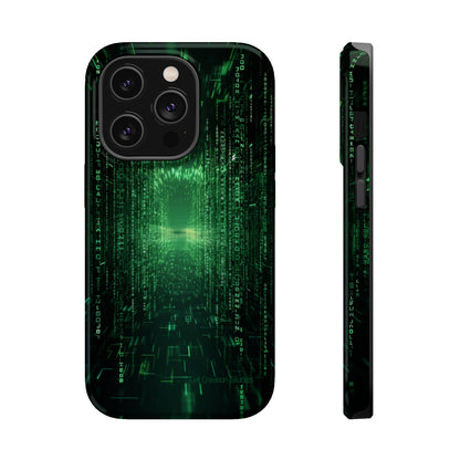 Introducing our "Digital Code Stream" Cell Phone Case – where style meets technology for your device's protection -MagSafe Tough Cases