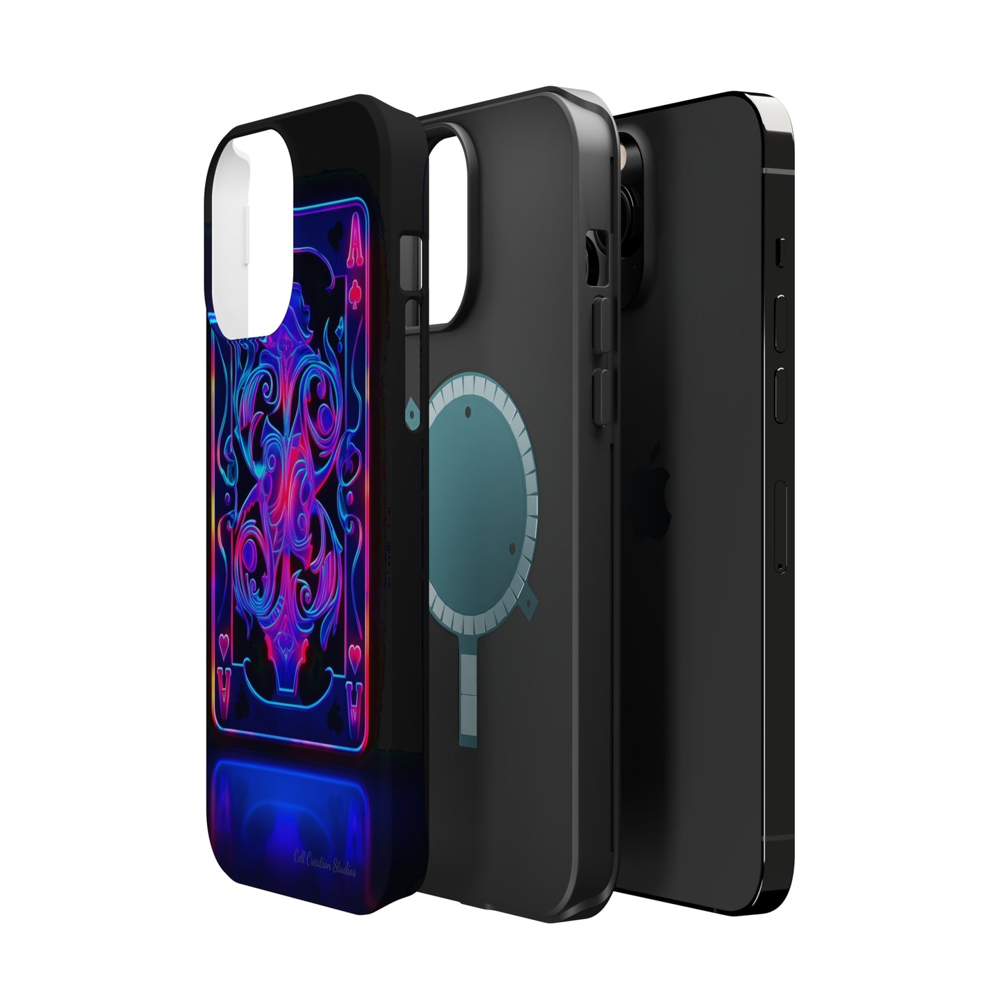 Introducing the "Neon Ace of Hearts" Cell Phone Case – Elevate Your Style with a Dazzling Card -MagSafe Tough Cases