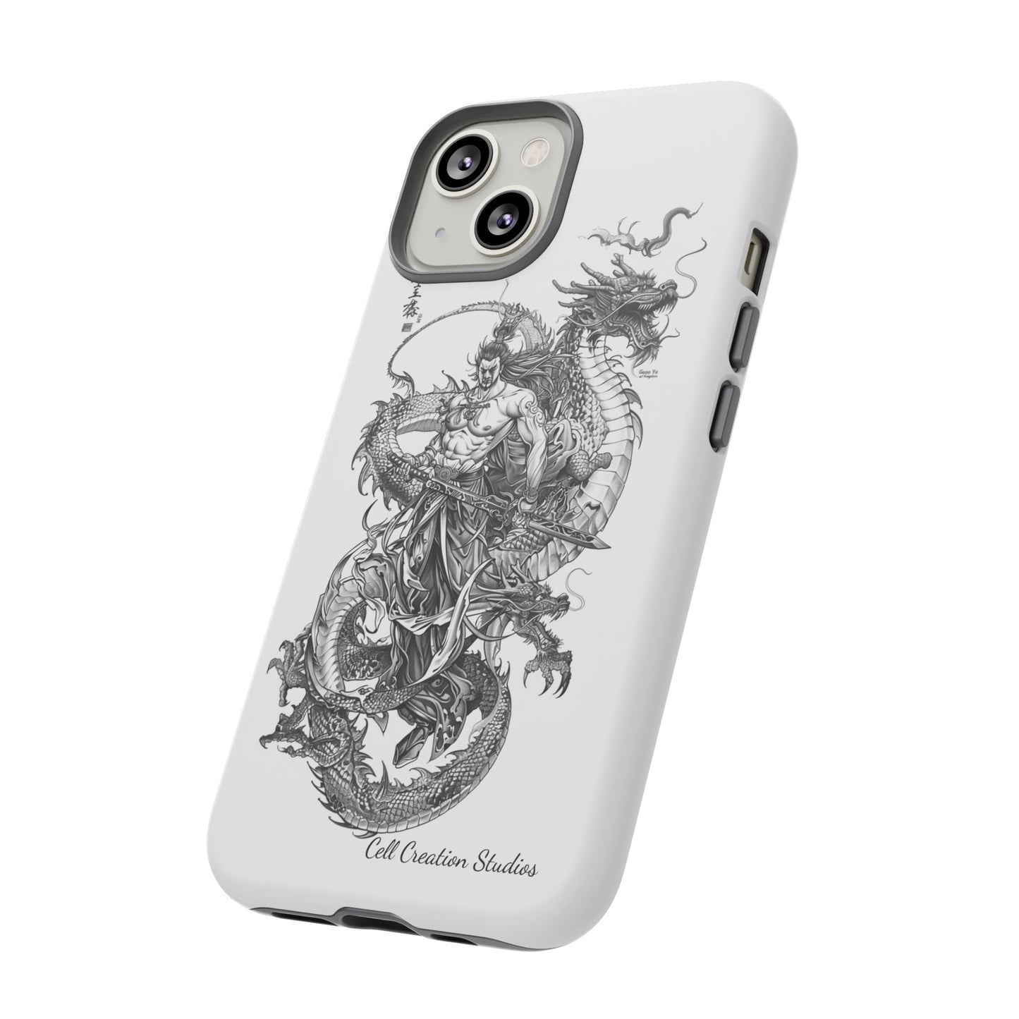 "Samurai and Dragon Sketch" -Tough iPhone Cases