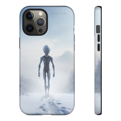 Introducing the "Frosty Extraterrestrial" Cell Phone Case – Embrace Alien Intrigue Amidst the Snowscape -Tough Cases