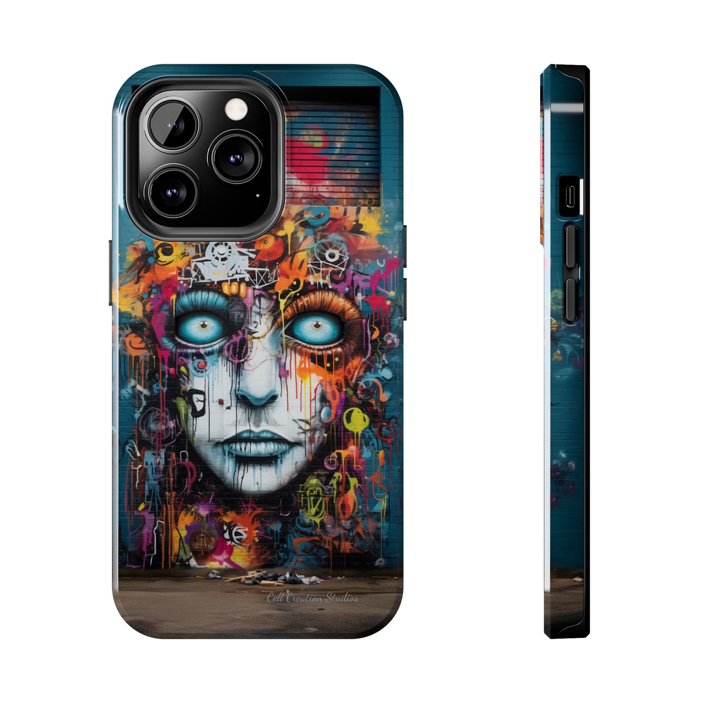 Elevate Your Style with our "Graffiti Face Concrete Wall" Phone Case -Tough Phone Cases