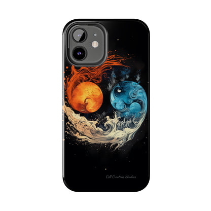 "Harmony in Contrast: Orange and Blue Yin and Yang Phone Case" -Tough Phone Cases