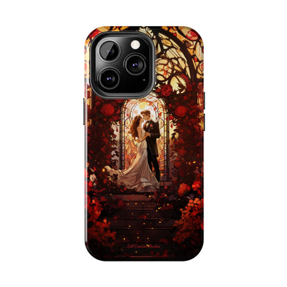 Introducing the "Stained Glass Love" Cell Phone Case – Capture the Romance of a Couple in Front of a Stained Glass Window -Tough Phone Cases