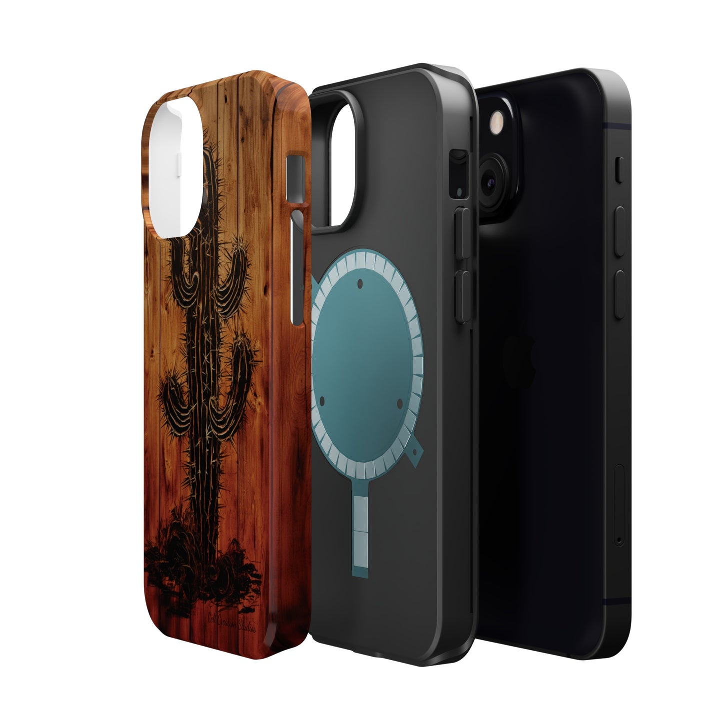 "Desert Vibes Cactus Burnt Wood Design" Phone Case -MagSafe Tough Cases