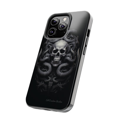 Introducing the "Monochrome Skull and Snakes" Cell Phone Case – A Bold Statement -Tough Phone Cases