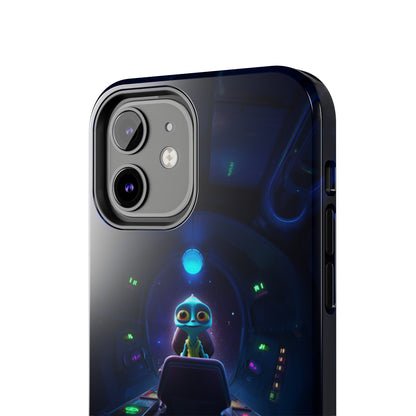 The "Galactic Buddy" Blue Alien Spaceship Phone Case -Tough Phone Cases