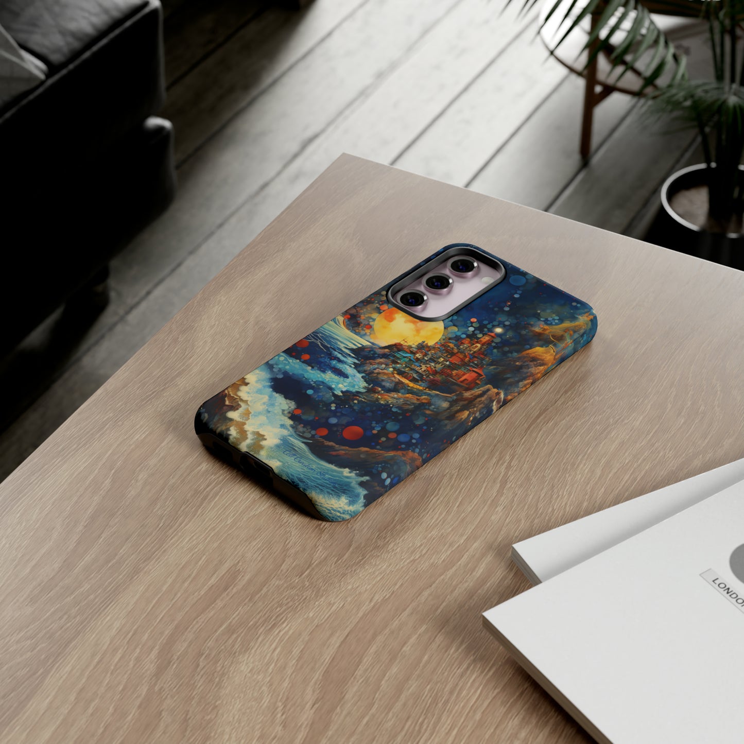 "Moonlit Coastal Vista" -Tough Samsung Phone Cases