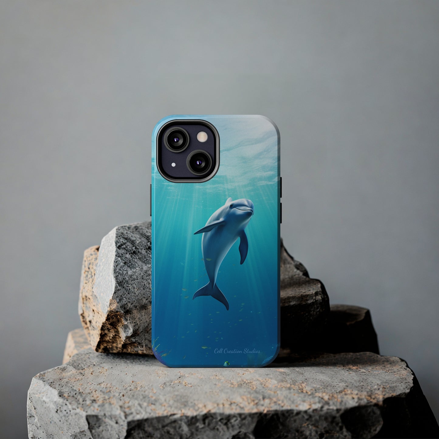 Introducing the "Dolphin Serenity" Cell Phone Case – Dive into Tranquility with a Graceful Dolphin -Tough Phone Cases