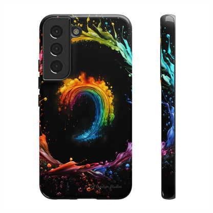 "Vibrant Swirls Painted on Black" Cell Phone Case -Tough Cases