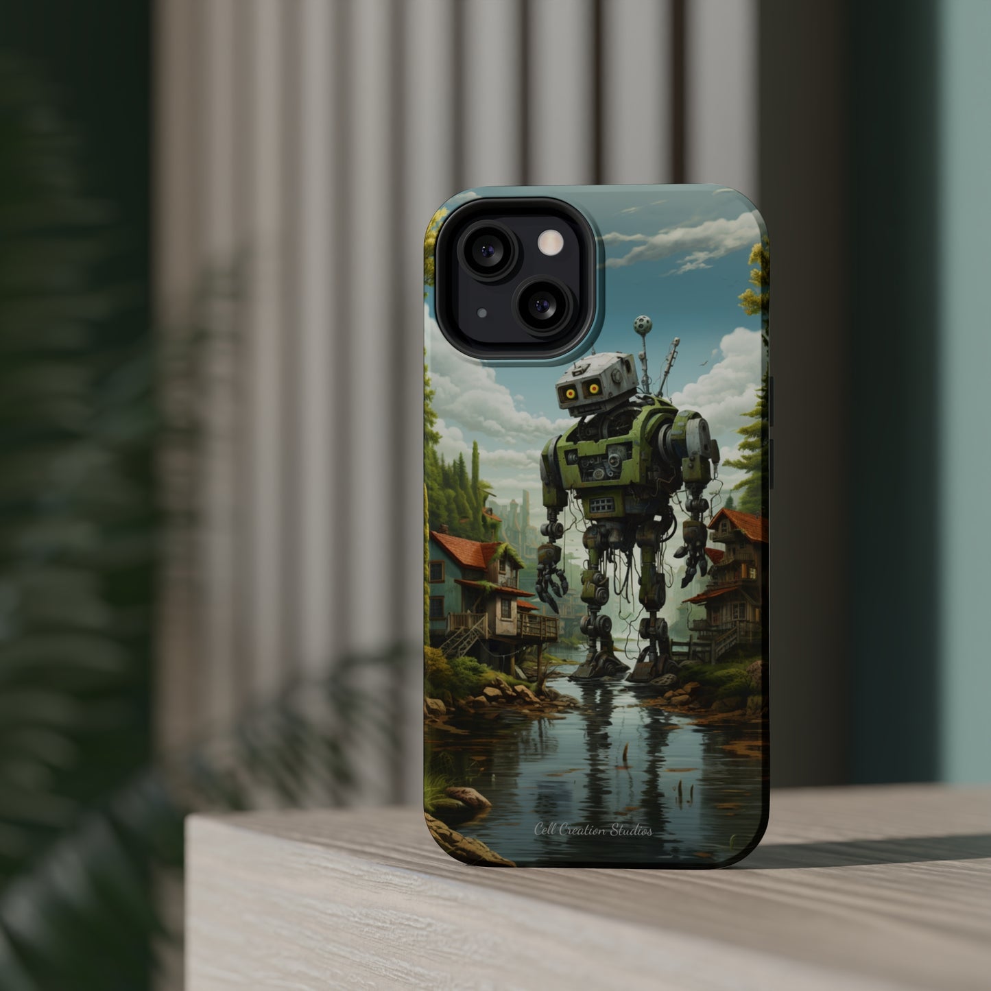 Introducing the "Robo-Rescue" Cell Phone Case – Witness a Heartwarming Scene of Robot Seeking Assistance -MagSafe Tough Cases